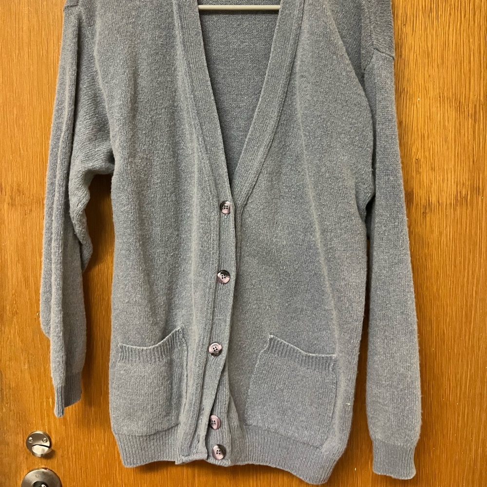 Grey wool sweater cardigan